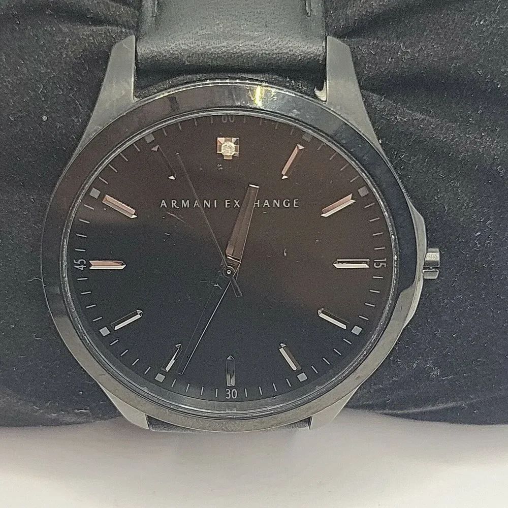 Armani Exchange AX2171 Men's Black Leather Analog Dial Quartz Wrist Watch BC492